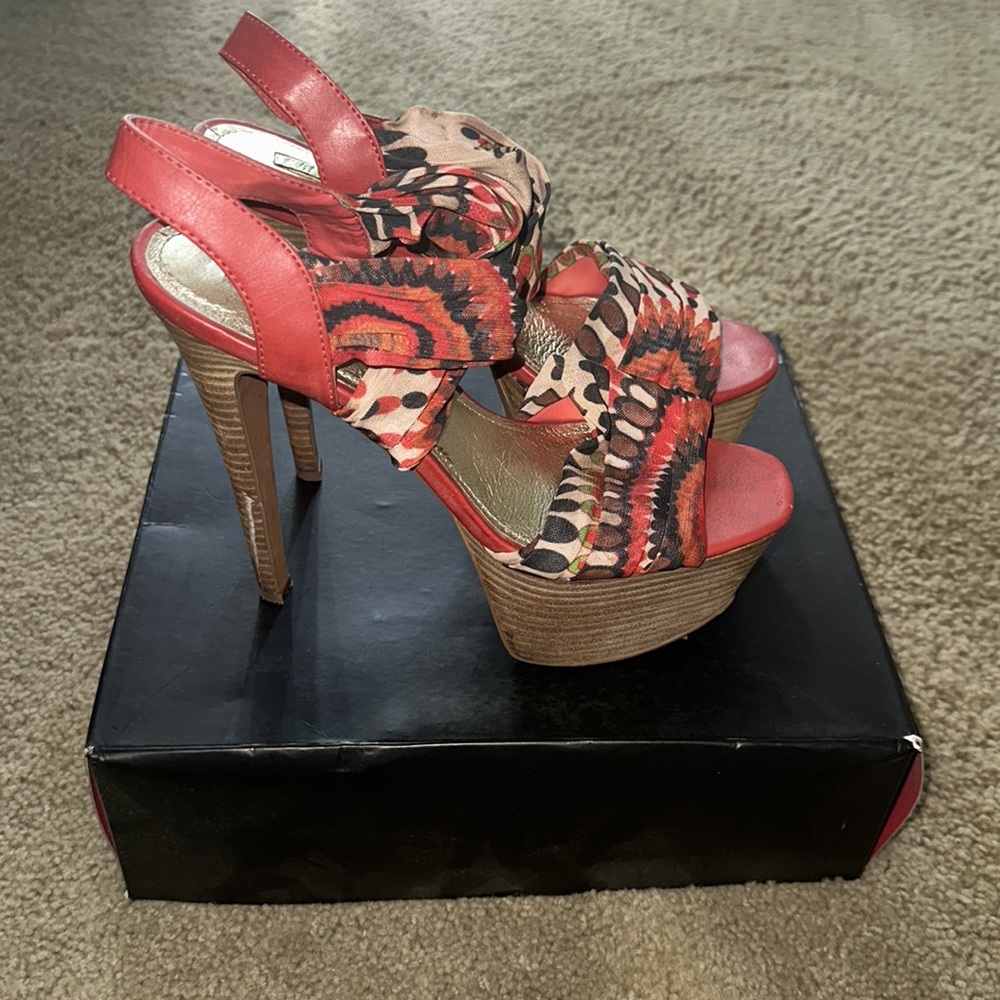 Multi Colored Red Platform Heels - image 4